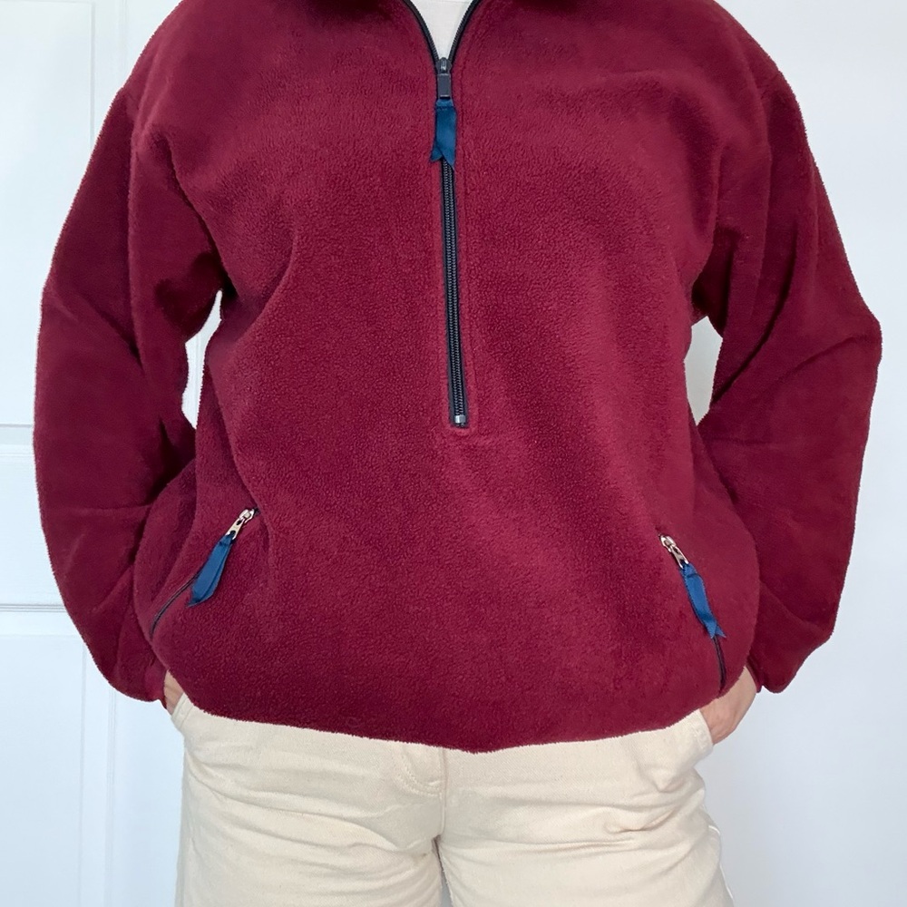 MEC Men's Burgundy Zip-Up Fleece Pullover